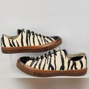 Custom Chuck Taylor All Star Low Top Zebra Black Gum Men's Size 13 W's 15 Unique